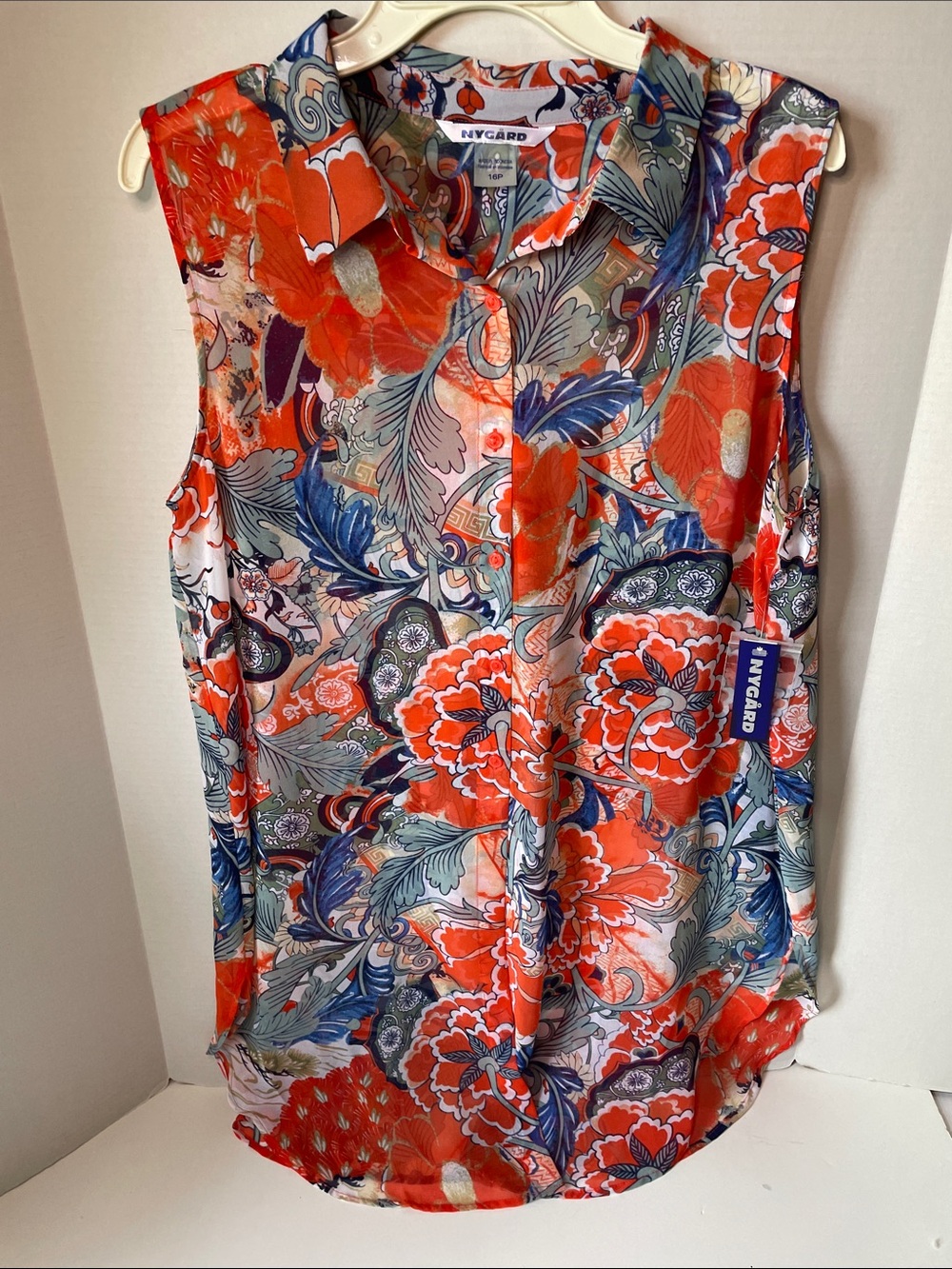Peter Nygard  Women's Size 16Petite  Floral Sleeveless Button-Front Camisole NWT